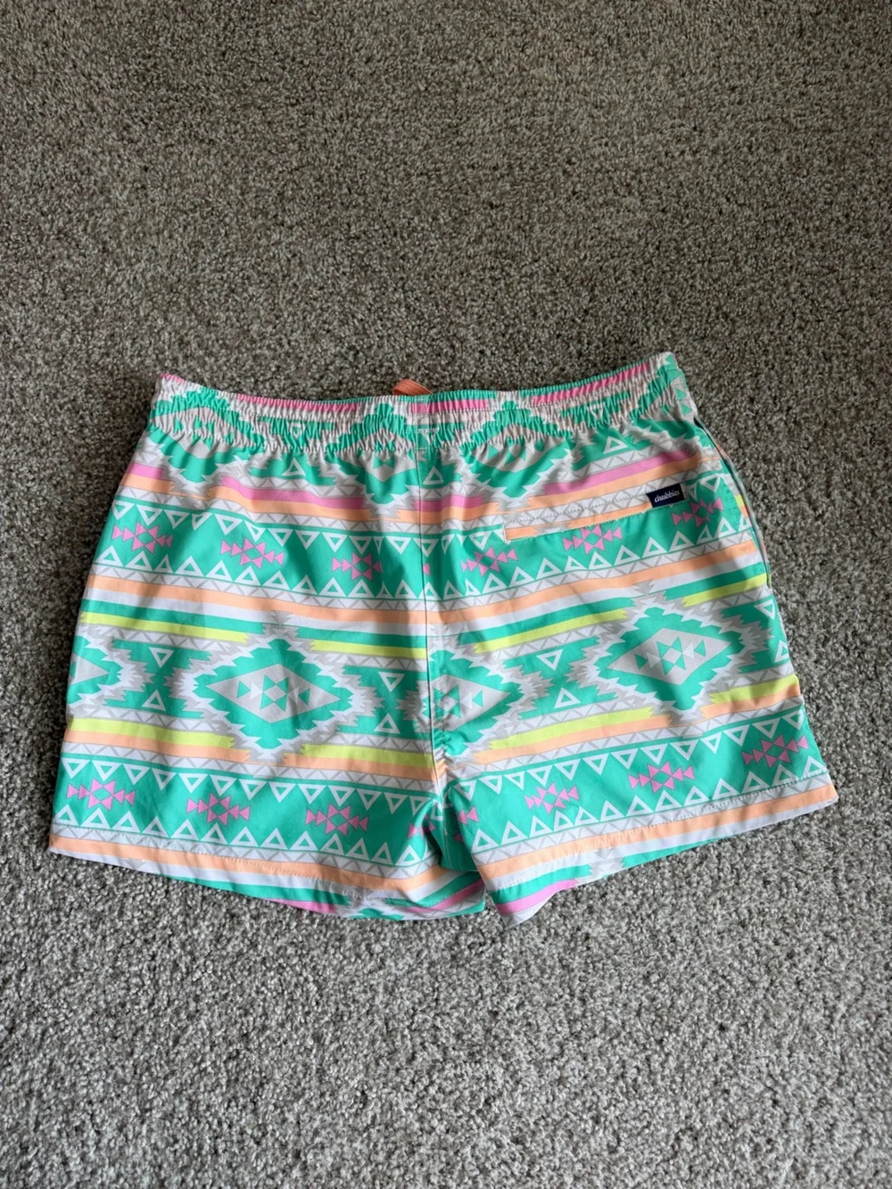 Chubbies Teal Aztec-Pattern Swim Trunks En Fuegos 4